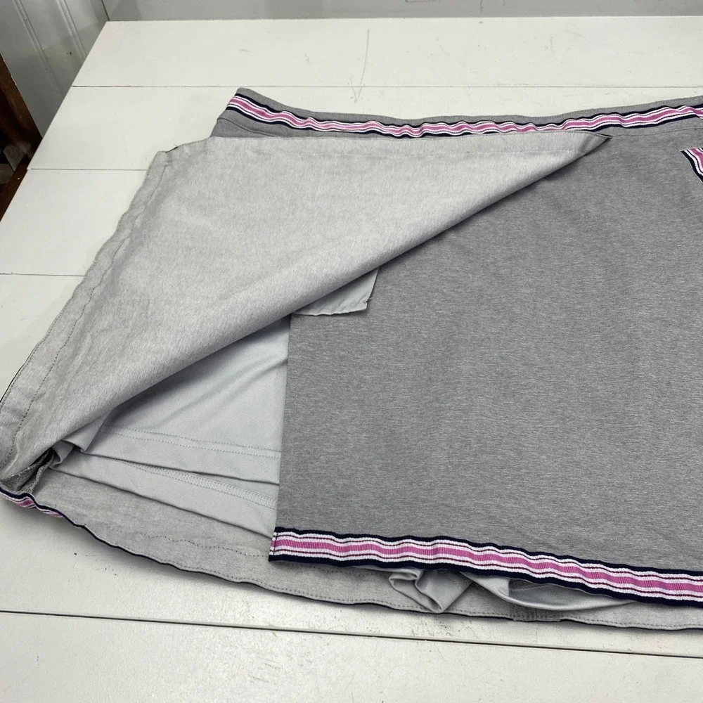 Lady Hagen Golf Skort Womens 16 Gray Stripe Active Athletic Skirt Tennis Preppy